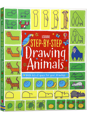 Usborne 一步一步画动物 英文原版 Step-by-Step Drawing Animals 尤斯伯恩出版 幼儿绘画艺术启蒙绘本 亲子共读早教书 平装