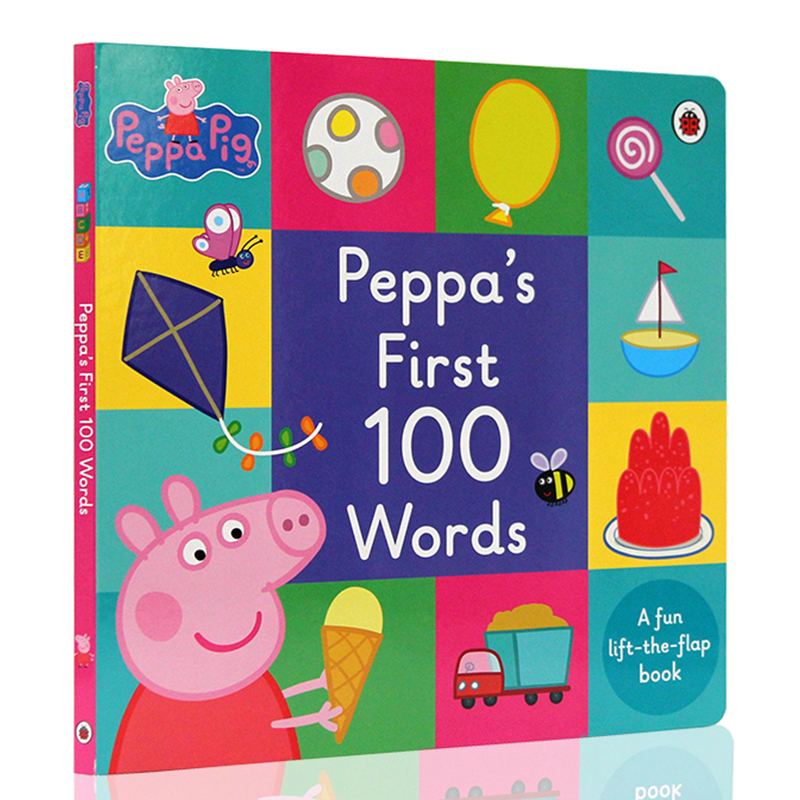 小猪佩奇英文原版绘本 100个单词 peppa pig英文版 小玻在哪里托马斯和朋友小猪佩奇手掌书鳄鱼时钟书儿童英语启蒙