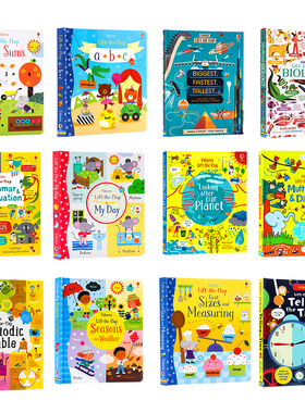 200元4件Usborne翻翻书Lift the Flap字母单词数字天气英文原版绘本英语启蒙纸板书 儿童趣味科普百科读物尤斯伯恩翻翻学精装