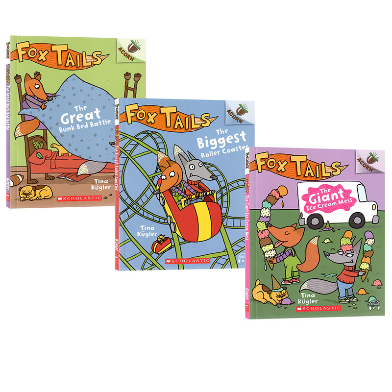 Scholastic Acorn学乐橡果系列 狐狸传说尾巴3册 Fox Tails The Great Bunk Bed Battle 英文原版儿童桥梁章节漫画书正版