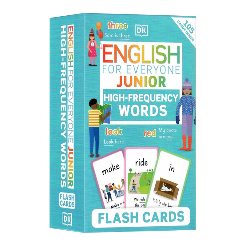 DK认读卡 人人学英语高频词汇闪卡盒装 英文原版 English for Everyone Junior High Frequency Words Flash Cards 儿童启蒙单词卡