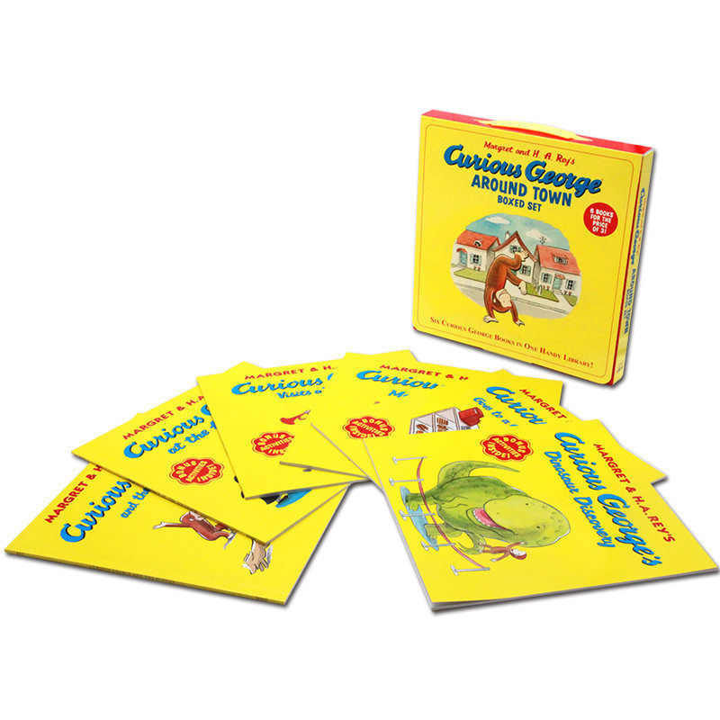 进口英文原版正版 curious george Around Town 好奇的乔治猴6六册礼盒装Margret Rey H. A. Rey 平装3-6岁儿童图画书绘本