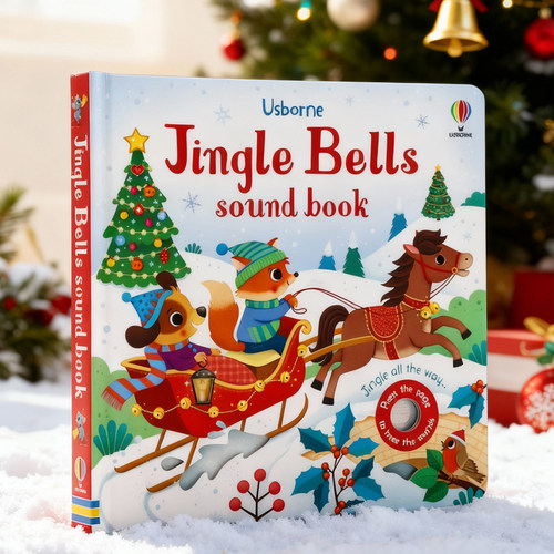 Usborne铃儿响叮当触摸发声书 英文原版绘本 Jingle Bells Sounds book 聆听圣诞低 幼儿童启蒙早教认知纸板书英语读物尤斯伯恩