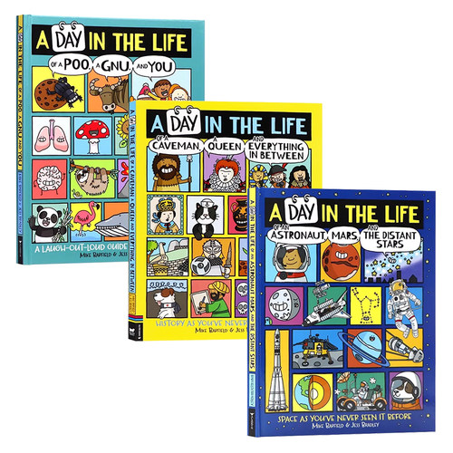 地球上的爆笑生活3册英文原版绘本 A Day in the Life of a Poo a Gnu and You 儿童搞笑趣味知识科普图画绘本Mike Barfield