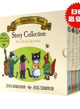 橡树林故事集4册套盒英文原版绘本Tales from Acorn Wood儿童启蒙认知图画故事书纸板翻翻书Julia Donaldson咕噜牛同作者