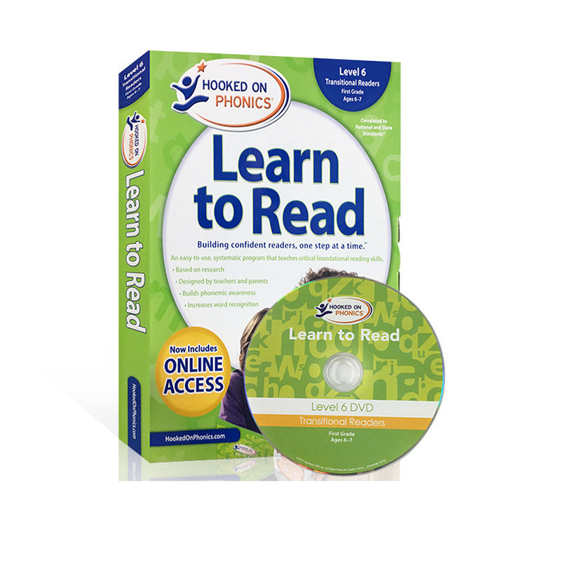 英文原版 自然拼读教材迷上语音第6级别 Hooked on Phonics Learn to Read Level 6 带DVD 儿童英语学习小学英语教辅读物