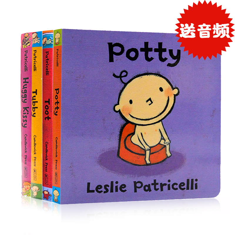 小毛孩小脏孩绘本4册 Potty Tubby Toot Huggy Kissy 英文原版书籍一根毛幼儿启蒙认知纸板书行为习惯培养Leslie Patricelli0-3岁