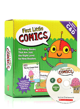 进口英文原版正版 家长阅读指导 First Little Comics Parent Pack Levels C&D 20册盒装 附CD贴纸 儿童启蒙图画绘本 学乐出版社