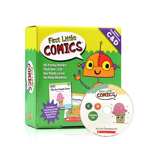 进口英文原版正版 家长阅读指导 First Little Comics Parent Pack Levels C&D 20册盒装 附CD贴纸 儿童启蒙图画绘本 学乐出版社
