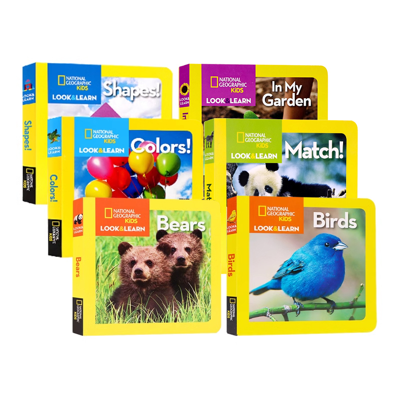 美国国家地理看与学6册套装 英文原版 National Geographic Kids Look and Learn 鸟类/猫科动物/形状/颜色/熊/数数 儿童百科书