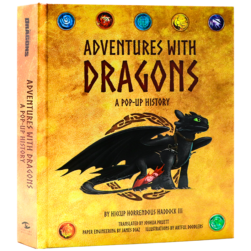 驯龙高手3D立体书 英文原版 Adventures with Dragons A Pop-Up History 梦工厂 DreamWorks Dragons 年轻的维京勇士驯服受伤的龙