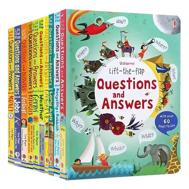 Usborne Questions and Answers 问与答科学立体翻翻书11册 科普百科精装读本 人体/动物/恐龙/时间/食物/空间 进口英文原版绘本