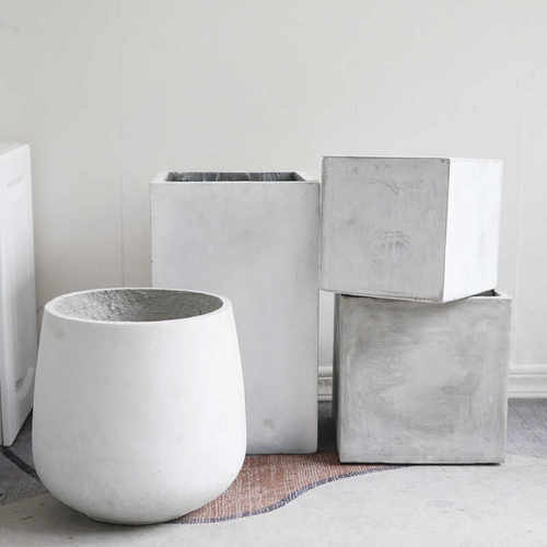 马槽方形大花盆金叶子水泥北欧