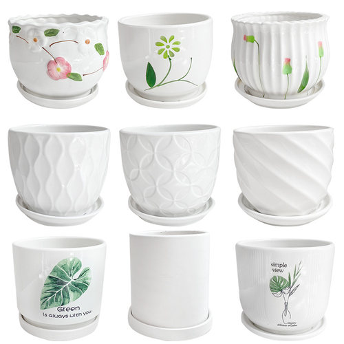 现代纯色陶瓷盆植物花卉配套园艺