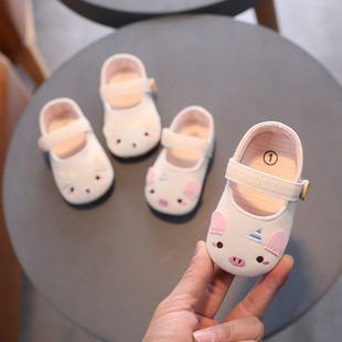 软底布鞋 1岁幼儿男女宝宝不掉鞋 学步前鞋 579十个月 春秋季 婴儿鞋