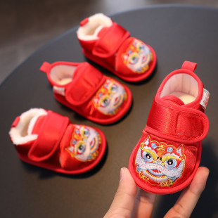 婴儿虎头鞋老虎鞋一周岁男女宝宝抓周鞋秋冬季中国风端午软底布鞋
