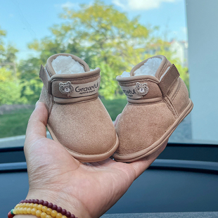 12个月不掉鞋 软底保暖雪地靴男女宝宝1岁加厚加绒脚套6 婴儿鞋