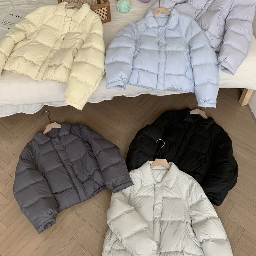 多多冬上新简约廓形翻领宽松绗缝保暖羽绒服外套1272mc