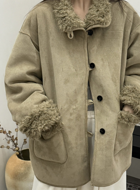 OF 多多两穿千金款韩系休闲款双面穿设计百搭毛毛短外套YY-25713