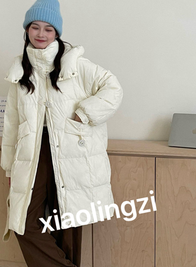 多多家简约韩系中长款保暖羽绒服外套16213