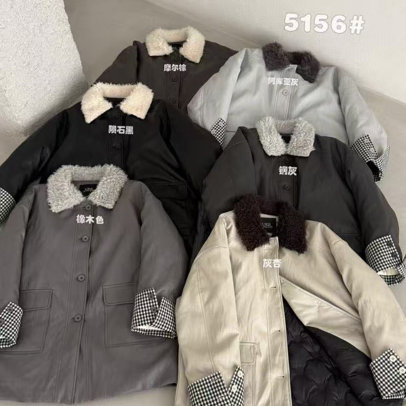 多冬上新拼接格纹中长款宽松保暖羽绒服外套5156