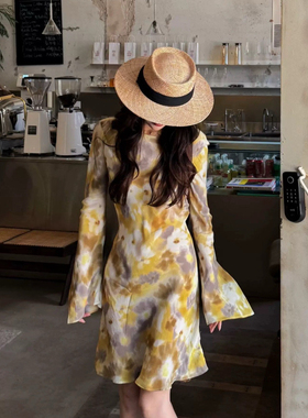 多多店26年夏上新印花真丝斜裁连衣裙YS1-WX521