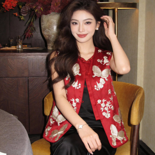 XMS7290 不含配件 多多26年早春新中式 盘扣刺绣舒适百搭马甲