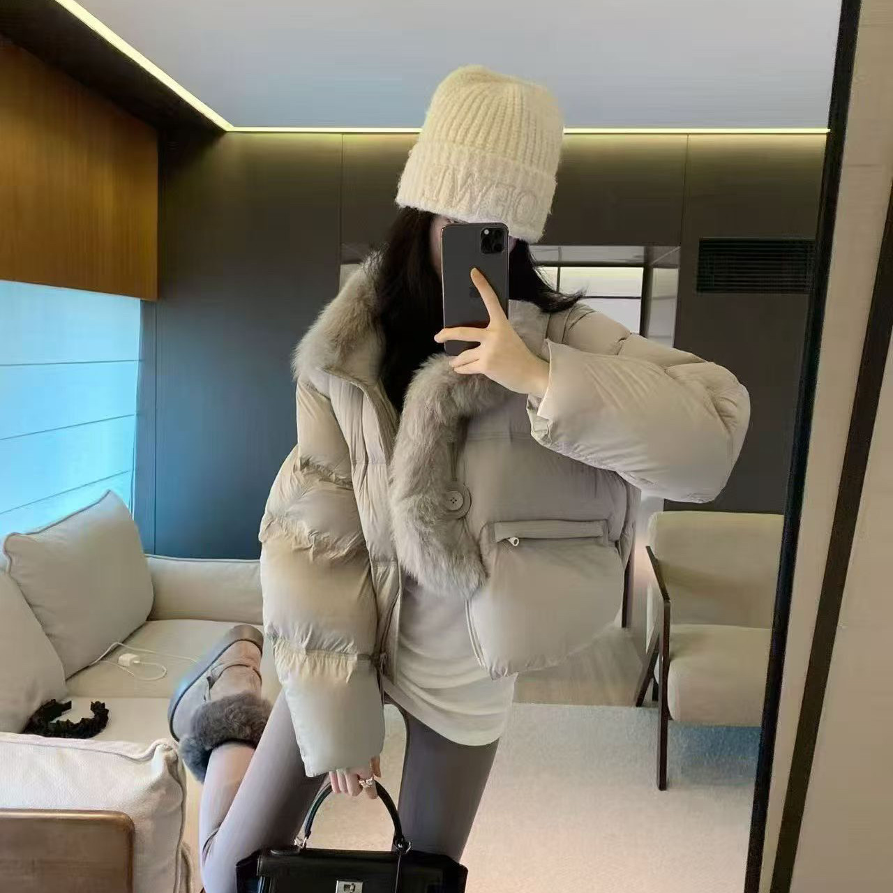 多多短款毛毛保暖羽绒服外套(配毛领狐狸毛领真毛可拆卸)2530