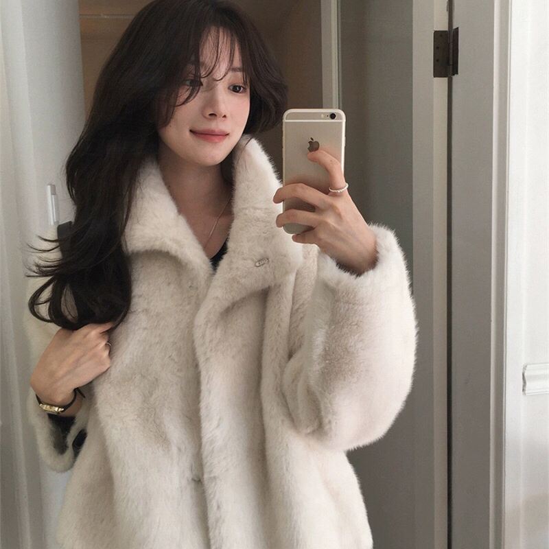 多多韩国东大门柔软毛绒甜美环保仿皮草毛毛外套短外套11285