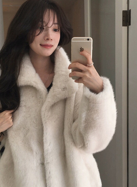 多多韩国东大门柔软毛绒甜美环保仿皮草毛毛外套短外套11285