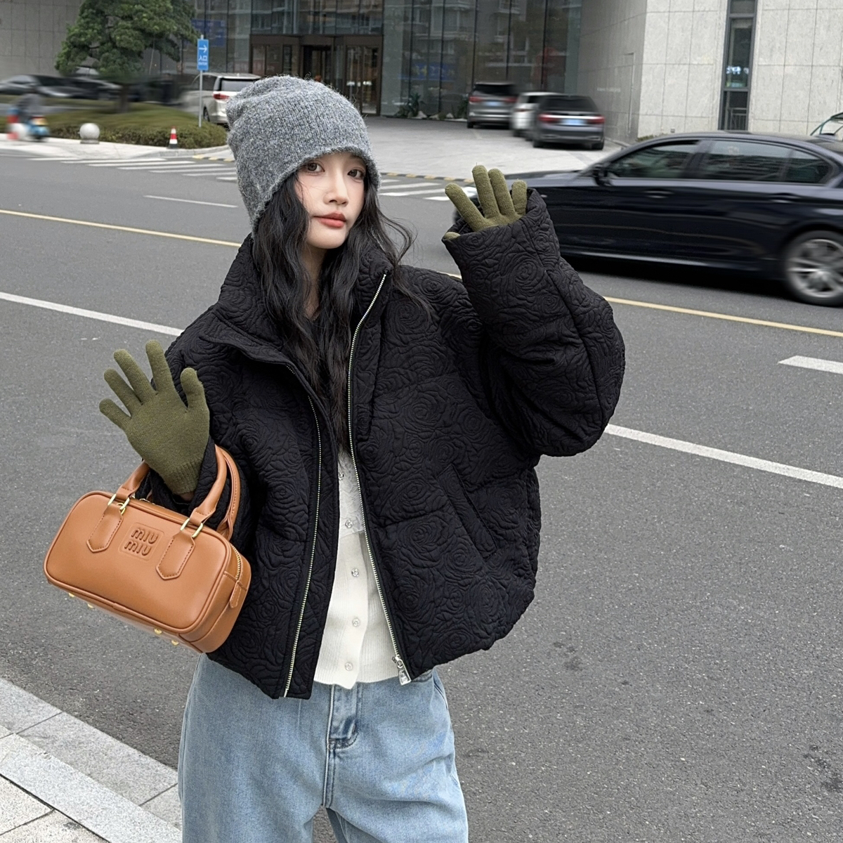 多多设计师款高品质简约大气款保暖羽绒服外套52007-1