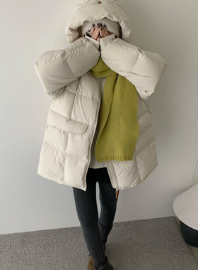 多多小众泡菜馆-简约韩系连帽宽松保暖羽绒服外套27030