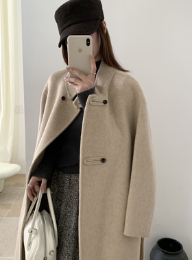 多多设计很细节显瘦中长款羊毛外套(配腰绳)(含65羊毛)112606W02