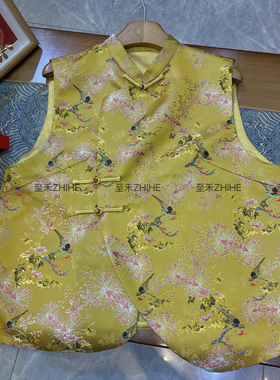 多多设计-上新极简大牌老钱新中式人丝宋锦提花盘扣马甲YS4-t485