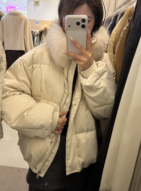 由米+-休闲舒适百搭保暖羽绒服外套(配可拆卸真貉子毛毛领)w1899