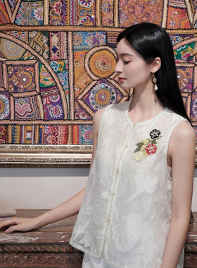 多多设计-新中式真丝欧根纱马甲（含100真丝）(不含项链)YS1-t128