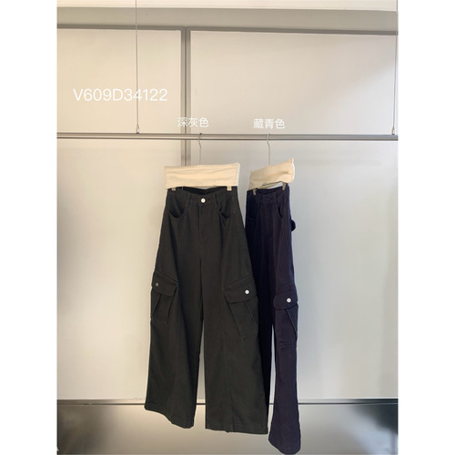 多多小众设计设计感分割线工装裤V609D34122