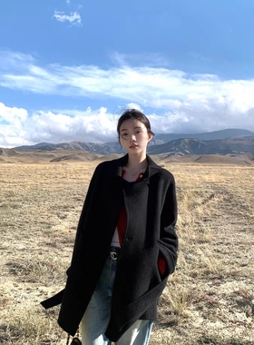 多多带收腰显瘦羊毛外套(配腰带)（含100羊毛）L-GP7780