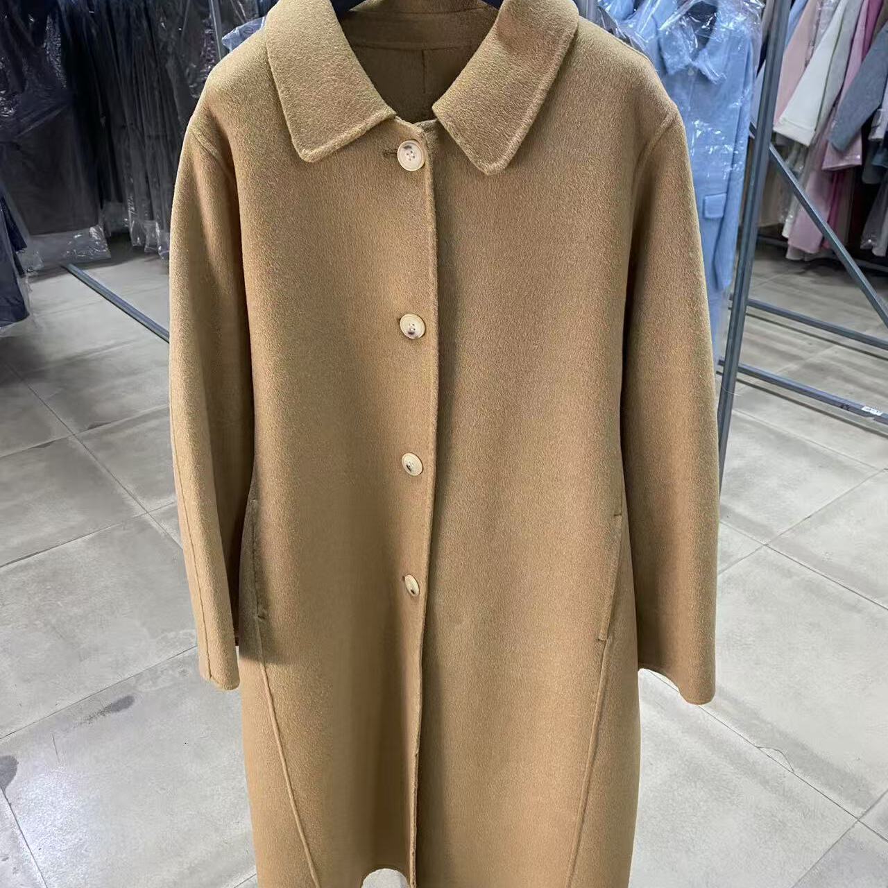 多多小众子驼色中长高端羊毛外套(配腰带)（含100澳毛）zxc1258