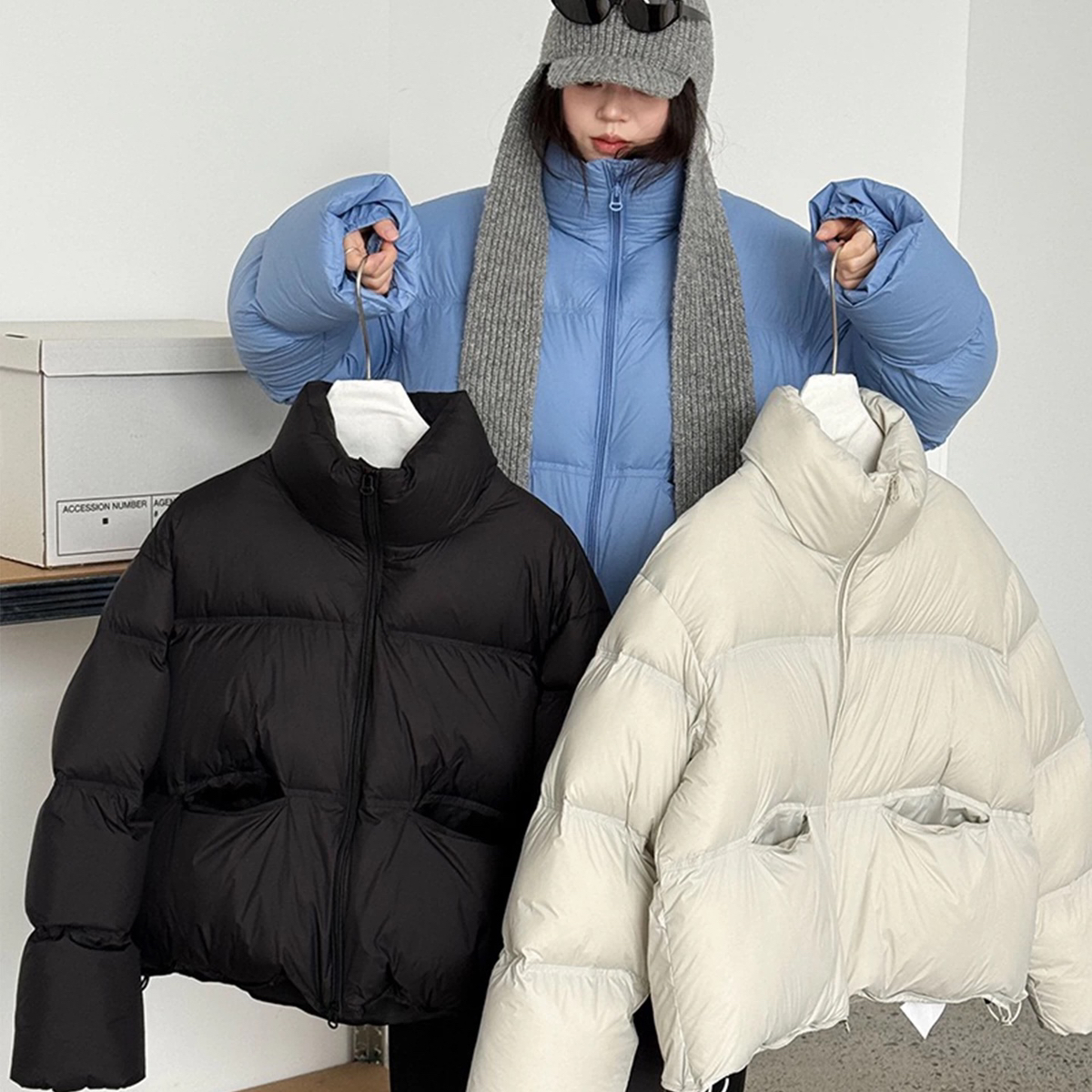 多多店冬上新休闲百搭立领拉链宽松保暖羽绒服外套881s