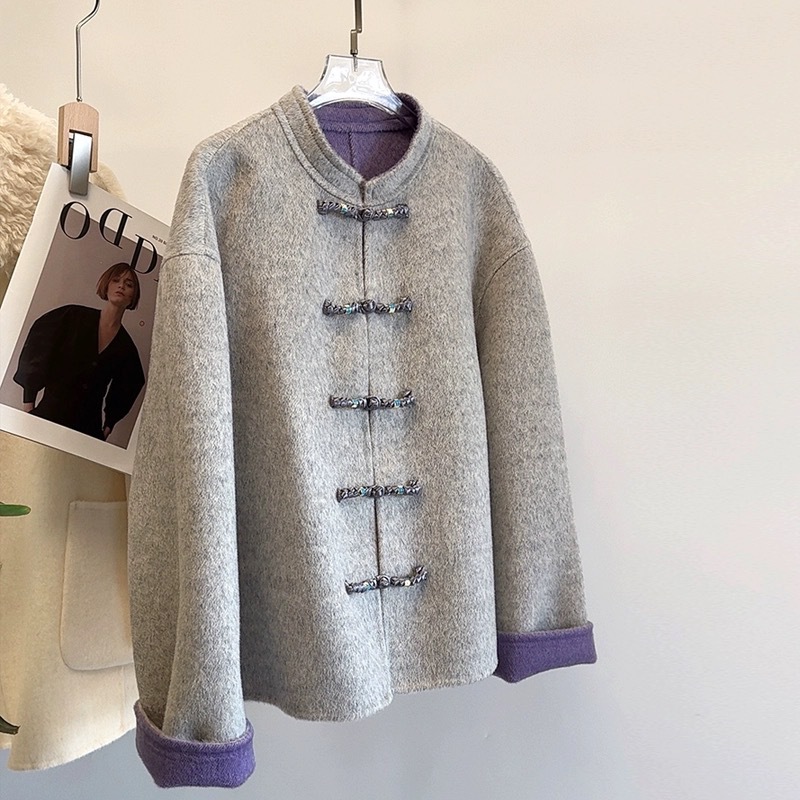 多多店领外套女短款2025年新款国风羊毛外套（含70绵羊毛）25LC25