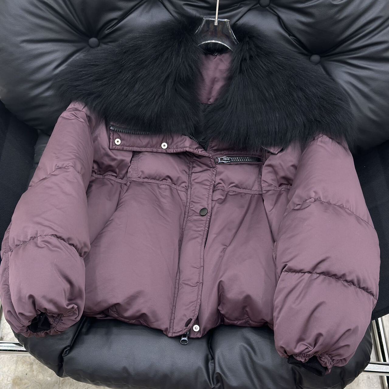 多多店百搭拼接真狐狸毛领冬季小个子加厚保暖羽绒服外套XM074M