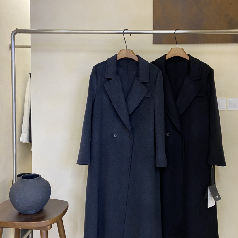 多多店大气时尚双排扣休闲长款羊毛外套（含70澳毛）轻起-25973-2