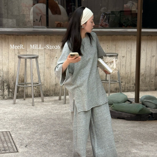 单针织衫 高级针织衫 S26002 时尚 多多调性慵懒风圆领宽松中长七分袖