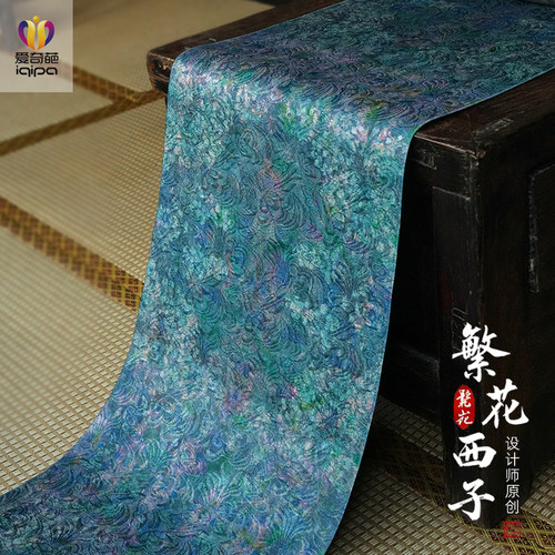 爱奇葩iqipa 隐桥联名繁花西子新中式禅意双面桌旗布防水茶席茶台
