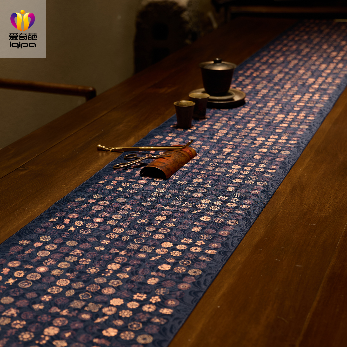 爱奇葩 设计联名花团锦簇轻奢高端茶桌垫布茶席桌布中式茶几茶旗