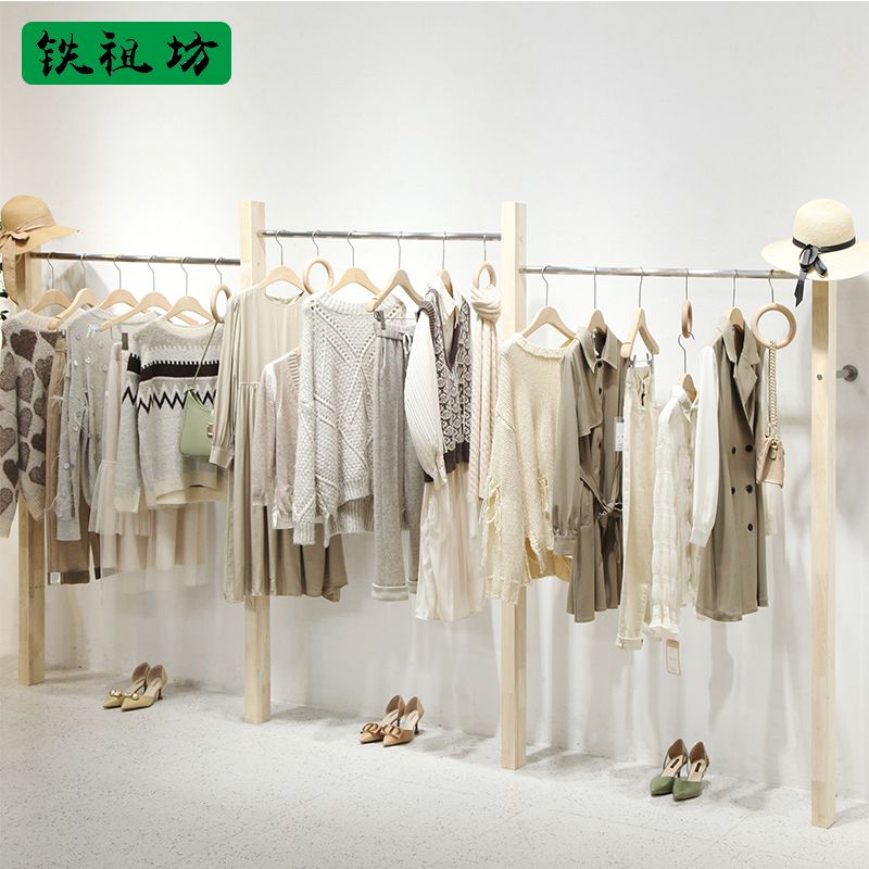 女服装店展示架落地式衣服架靠墙实木不锈钢韩版女装店创意挂衣架