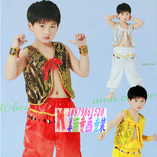 儿童表演服舞蹈服民族舞蒙古民族风草原男童马甲裤套装传统功夫服