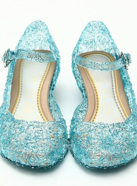 2025夏季女童洞洞凉鞋舞蹈鞋蓝色水晶鞋子儿童公主鞋特惠水晶凉鞋