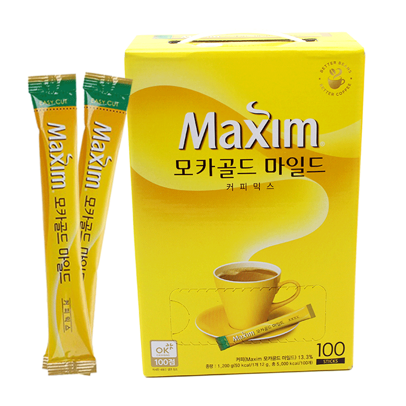 麦馨咖啡粉Maxim三合一韩国进口摩卡速溶100条礼盒装黄盒麦馨咖啡